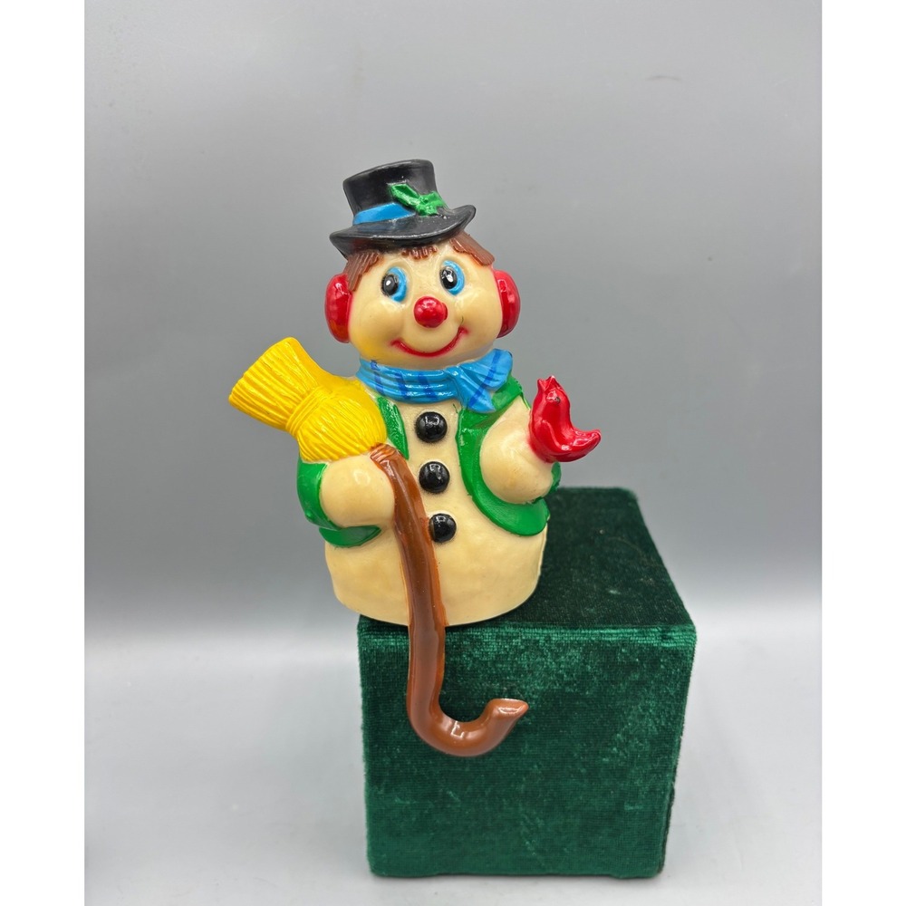 Vintage 2 Pc Christmas Stocking Holder‎ Snowman Reindeer Mantel Decor - Picture 3 of 5
